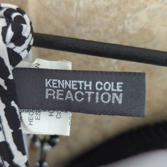 Large Kenneth Cole Reaction Black and White Tankini Swim Top Beach Pool - Picture 4 of 5